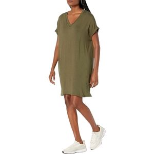 Daily Ritual // Supersoft Terry Deep V-Neck Roll-Sleeve V-Neck Dress